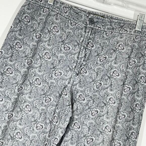 J Crew Corduroy Pants Womens 10 Gray Paisley Floral Straight Classic Boho Retro - Picture 2 of 9